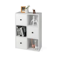 Engineered Wood 3-Tier Bookcase with Drawers for Living Room White