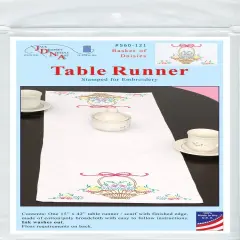 Jack Dempsey Stamped Table Runner/Scarf 15"X42"-Basket Of Daisies