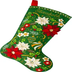 Bucilla Felt Stocking Applique Kit 18" Long-Poinsettia Elegance