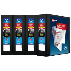 Avery Heavy-Duty View 3 Ring Binder, 3" One Touch EZD Rings, 3.5" Spine, 1 Black Binder (79693) - 4 Pack