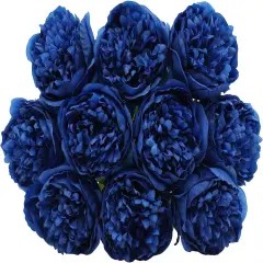 10Heads Artificial Peony Silk Flowers for Home, Wedding, and Party Decor Navy blue