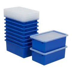 Cubby Storage Bin with Lid, Multipurpose Organization, 10-Pack Blue