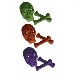 Beistle - Glittered Plastic Skull & Bones - 5" & 5&frac14;" - 12 Pack