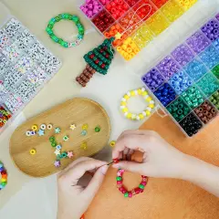 48 Colors Pony Beads Friendship Bracelet Kit Letter Beads Heart Beads for Jewelry Making, DIY Arts and Crafts Gifts Toys for Girls and Adults
