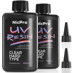 Nicpro UV Resin 200g, 2 PCS Crystal Clear UV Glue Hard, High Viscosity & Quick Curing UV Epoxy Resin Kit for Jewelry Making, Craft, Doming, Coating and Casting