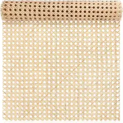Cane Rattan Webbing Roll, 3.28Ft X 15.8Inch Woven Open Rattan Mesh Natural Rattan Webbing for Caning Projects Star Anise Wide Rattan for DIY Crafts Cabinet Chair Furniture