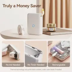 Label Maker Machine with Tape, Small Thermal Sticker Printer with 0.59''x1.18'' Labels, Portable Bluetooth Connection, Monochrome