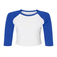 BELLA + CANVAS&reg; Women's Micro Rib Three-Quarter Raglan Baby Tee White/True Roy