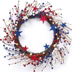 20" Patriotic Wreath with Lights