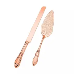 Strova Rose Gold Wedding Cake Knife and Server Set | Vintage Bride Utensils
