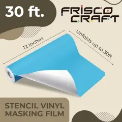 Stencil Vinyl Masking Film - Compatible Stencil Vinyl for Cricut Machine, Silhouette, Cameo - Blue Removable Vinyl Stencil Sheet - Easy to use, No Residue, Multi-Purpose (12&rdquo; x 30ft)