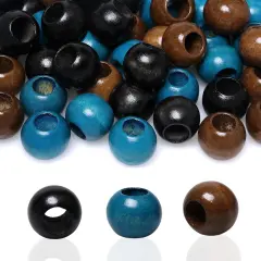 150 Pieces 20Mm Wood Beads Large Hole Macrame Wooden Beads Variety Pack, Colored Wooden round Beads for Craft/Garlands/Home Party Decor, 9Mm Hole (Brown/Black/Blue) Blackbluecoffee