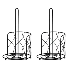 Freestanding Black Iron Towel Paper Holder Stand Roll Dispenser with Frame for Kitchen, Set of 2