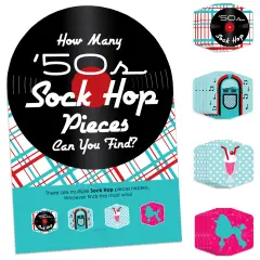 Big Dot of Happiness 50&rsquo;s Sock Hop - 1950s Rock N Roll Party Scavenger Hunt - 1 Stand and 48 Game Pieces - Hide and Find Game
