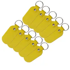 Oval Leather Keychains Kit &ndash; Full-Grain Latigo, 10-Pack, Engraving & Foil Stamping Ready, DIY Personalized Keyrings Yellow