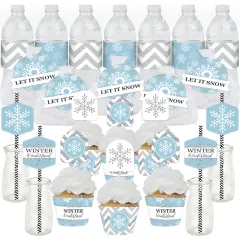 Big Dot of Happiness Winter Wonderland - Snowflake Holiday Party and Winter Wedding Favors and Cupcake Kit - Fabulous Favor Party Pack - 100 Pieces
