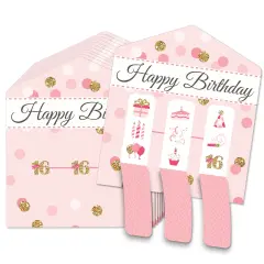 Big Dot of Happiness Sweet 16 - 16th Birthday Party Game Pickle Cards - Pull Tabs 3-in-a-Row - Set of 12