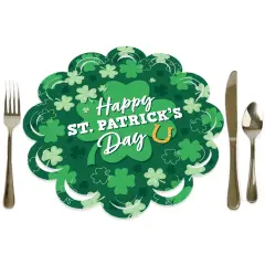 Big Dot of Happiness Shamrock St. Patrick's Day - Saint Paddy&rsquo;s Day Party Round Table Decorations - Paper Chargers - Place Setting For 12
