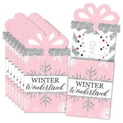 Big Dot of Happiness Pink Winter Wonderland - Holiday Snowflake Party & Baby Shower Money and Gift Card Sleeves - Nifty Gifty Card Holders - Set of 8
