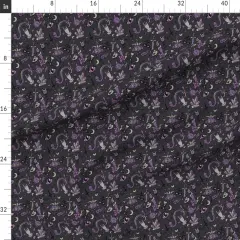 Various Fabrics by the Yard or Fat Quarter Cute Occult Dark Halloween Devil Spooky Gray Purple Black Magic Goth Custom Printed Fabric by Spoonflower