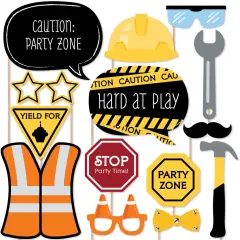 Big Dot of Happiness Construction Truck - Photo Booth Props Kit - 20 Count