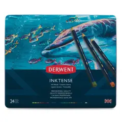 Derwent Inktense Pencils - Assorted Colors, Tin Box, Set of 24