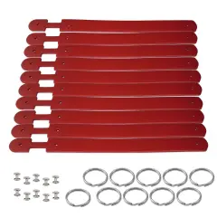 Blank Leather Keychains &ndash; DIY Engraving Kit, Pack of 10 (&frac34;" x 4.5") Red