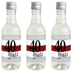 Big Dot of Happiness We Still Do - 40th Wedding Anniversary - Mini Wine and Champagne Bottle Label Stickers - Anniversary Party Favor Gift - Set of 16