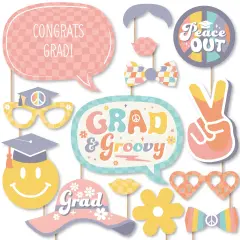 Big Dot of Happiness Groovy Grad - Hippie Graduation Party Photo Booth Props Kit - 20 Count