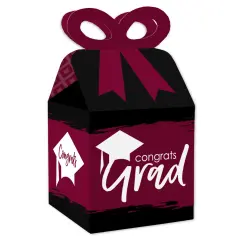 Big Dot of Happiness Maroon Grad - Best is Yet to Come - Square Favor Gift Boxes -Burgundy Graduation Party Bow Boxes - Set of 12
