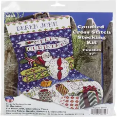 Design Works Counted Cross Stitch Stocking Kit 17" Long-Airplane Santa