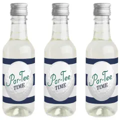 Big Dot of Happiness Par-Tee Time - Golf - Mini Wine and Champagne Bottle Label Stickers - Birthday or Retirement Party Favor Gift - Set of 16