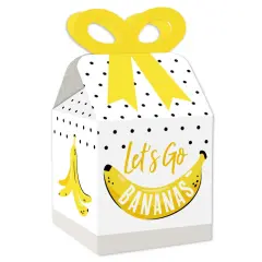 Big Dot of Happiness Let's Go Bananas - Square Favor Gift Boxes - Tropical Party Bow Boxes - Set of 12