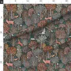 Various Fabrics by the Yard or Fat Quarter Woodland Rustic Autumn Thanksgiving Animals Leaves Pine Custom Printed Fabric by Spoonflower