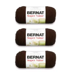 Bernat Super Value Chocolate Yarn - 3 Pack of 198g/7oz - Acrylic - 4 Medium (Worsted) - 426 Yards - Knitting/Crochet