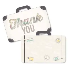 Big Dot of Happiness World Awaits - Shaped Thank You Cards - Travel Themed Party Thank You Note Cards with Envelopes - Set of 12