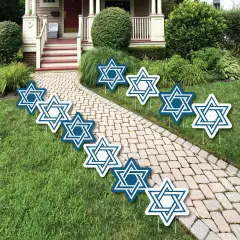 Big Dot of Happiness Happy Hanukkah - Star of David Lawn Decorations - Outdoor Chanukah Yard Decorations - 10 Piece