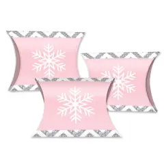 Big Dot of Happiness Pink Winter Wonderland - Favor Gift Boxes - Holiday Snowflake Birthday Party and Baby Shower Petite Pillow Boxes - Set of 20