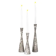 Marble Resin Candle Holders - Set of 3 Exquisite Decorative Taper Candlesticks for Luxurious Home Decor, Elegant Dining Table Centerpieces, Stylish Interior Accents, and Exclusive Event Illumination