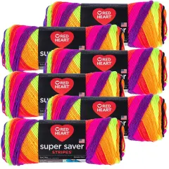 Multipack of 6 - Red Heart Super Saver Yarn-Bright Stripe
