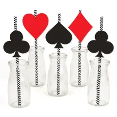 Big Dot of Happiness Las Vegas - Paper Straw Decor - Casino Party Striped Decorative Straws - Set of 24