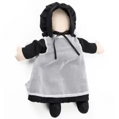 Aurora World Traditional Soft Cloth Amish Doll No Face Plain Clothes Bonnet Apron Black Dress