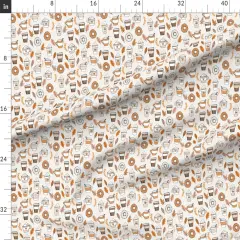 Various Fabrics by the Yard or Fat Quarter Pumpkin Spice Latte Coffee Donuts Fall Autumn Ivory White Custom Printed Fabric by Spoonflower