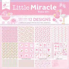 Little Birdie Little Miracle Cardstock Pack 12"X12" 12/Pkg-Baby Girl