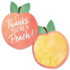 Big Dot of Happiness Sweet as a Peach - Shaped Thank You Cards - Fruit Themed Baby Shower or Birthday Party Thank You Note Cards with Envelopes 12 Ct
