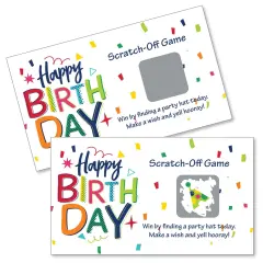 Big Dot of Happiness Cheerful Happy Birthday - Colorful Birthday Party Game Scratch Off Cards - 22 Count