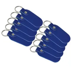 Oval Leather Keychains Kit &ndash; Full-Grain Latigo, 10-Pack, Engraving & Foil Stamping Ready, DIY Personalized Keyrings Royal Blue