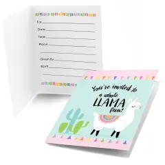 Big Dot of Happiness Whole Llama Fun - Fill In Llama Fiesta Baby Shower or Birthday Party Invitations (8 count)