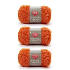 Red Heart Scrubby Sparkle Orange Yarn - 3 Pack of 85g/3oz - Polyester - 4 Medium (Worsted) - 174 Yards - Knitting/Crochet