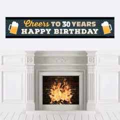 Big Dot of Happiness Cheers and Beers to 30 Years - Happy 30th Birthday Decorations Party Banner